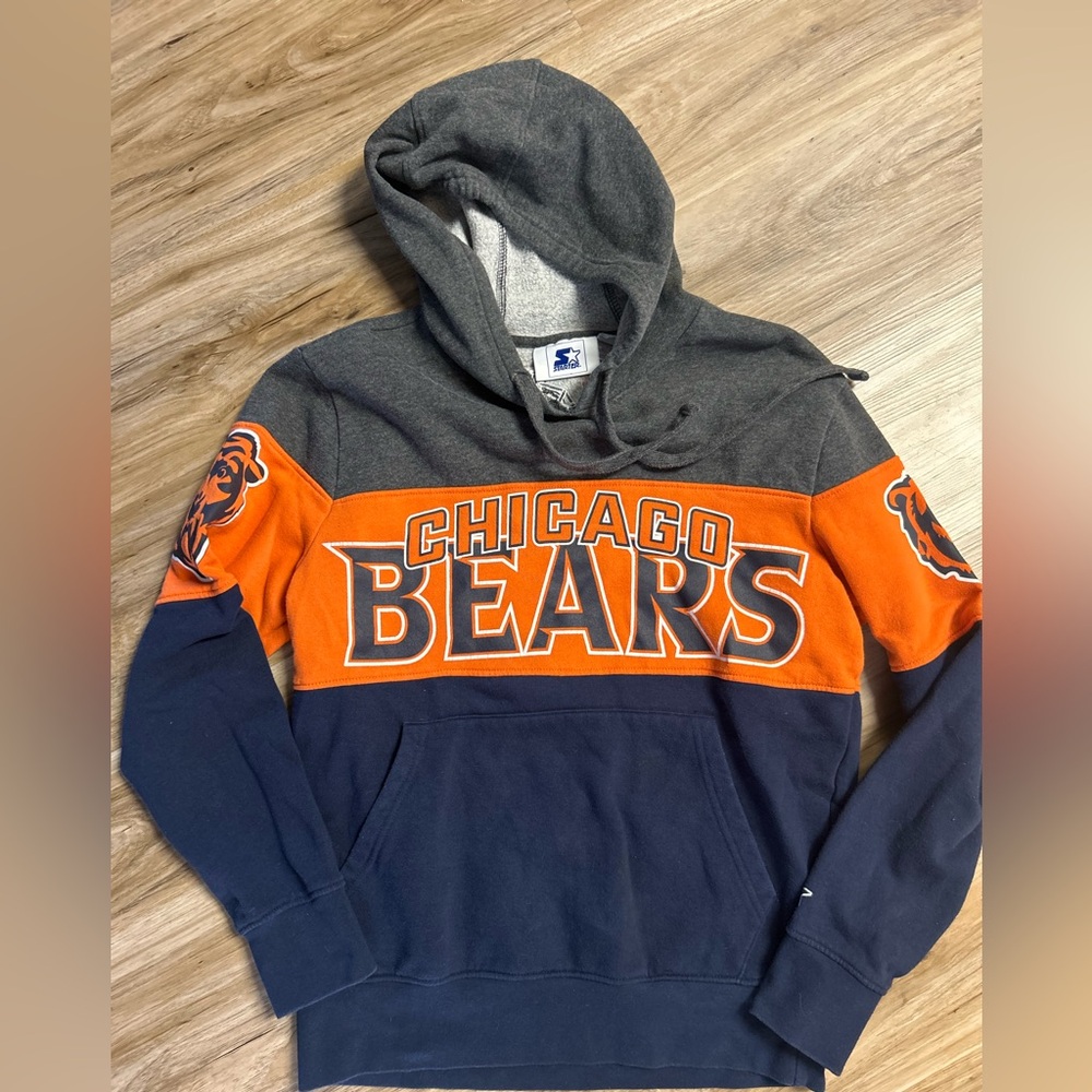 Retro STARTER NFL Chicago Bears Hoodie - Gray, Orange, and Blue